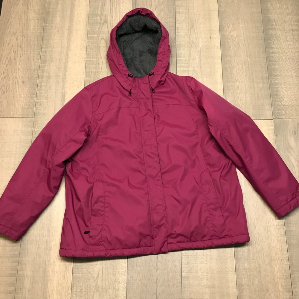 L.L.‎ Bean Winter Warmer Jacket Womens Plus Size 2X Berry Red Fleece Lined Coat